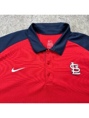 St Louis Cardinals Nike Polo Shirt Men 2XL Red Blue Performance DRI-FIT